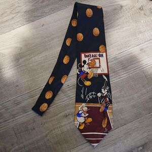 Disney Mickey Mouse Basketball Tie 100% Silk Donald Goofy Sportcore